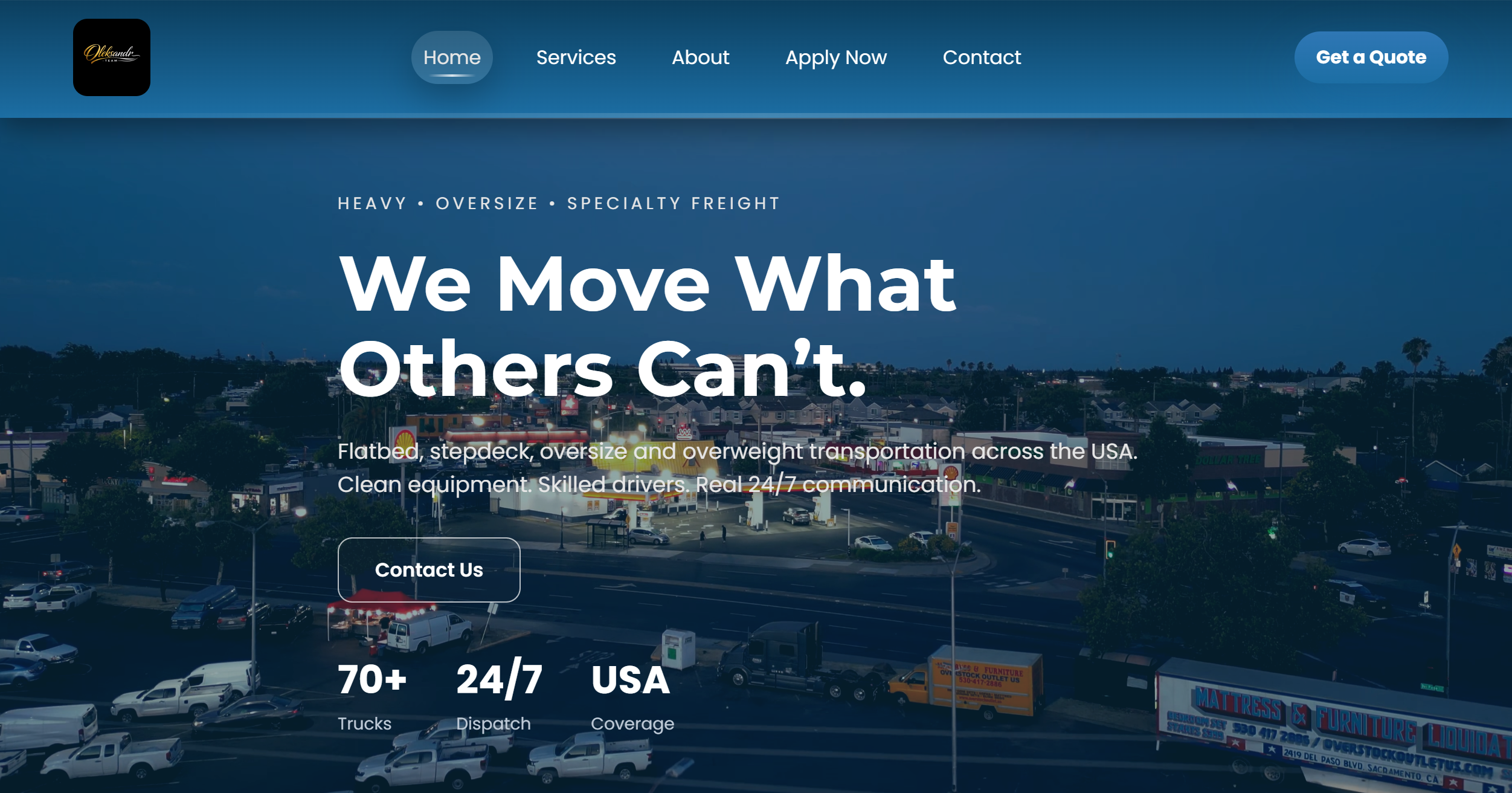 Trucking Website demo screenshot